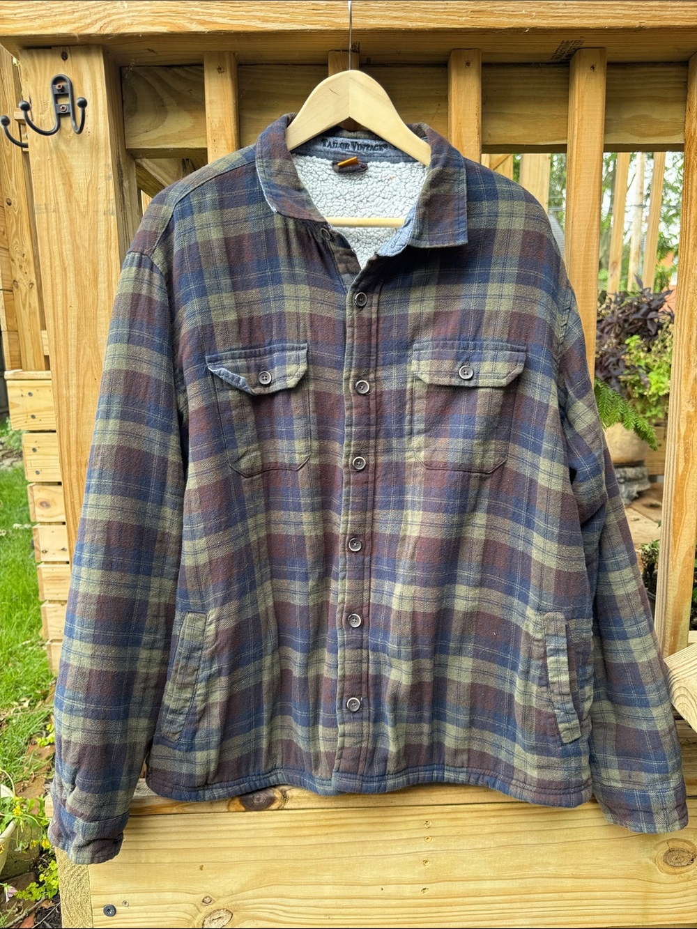 Tailor Vintage Plaid Shirt-Jacket in Brown, Green & Blue